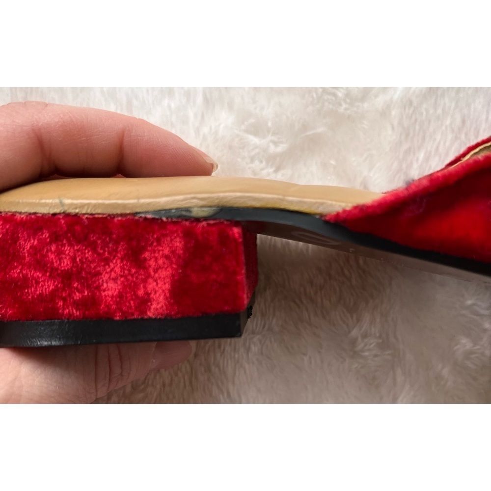SAACHI Red Velvet Silver Embroidered Custom Made Handmade Mule Slides - Picture 8 of 15
